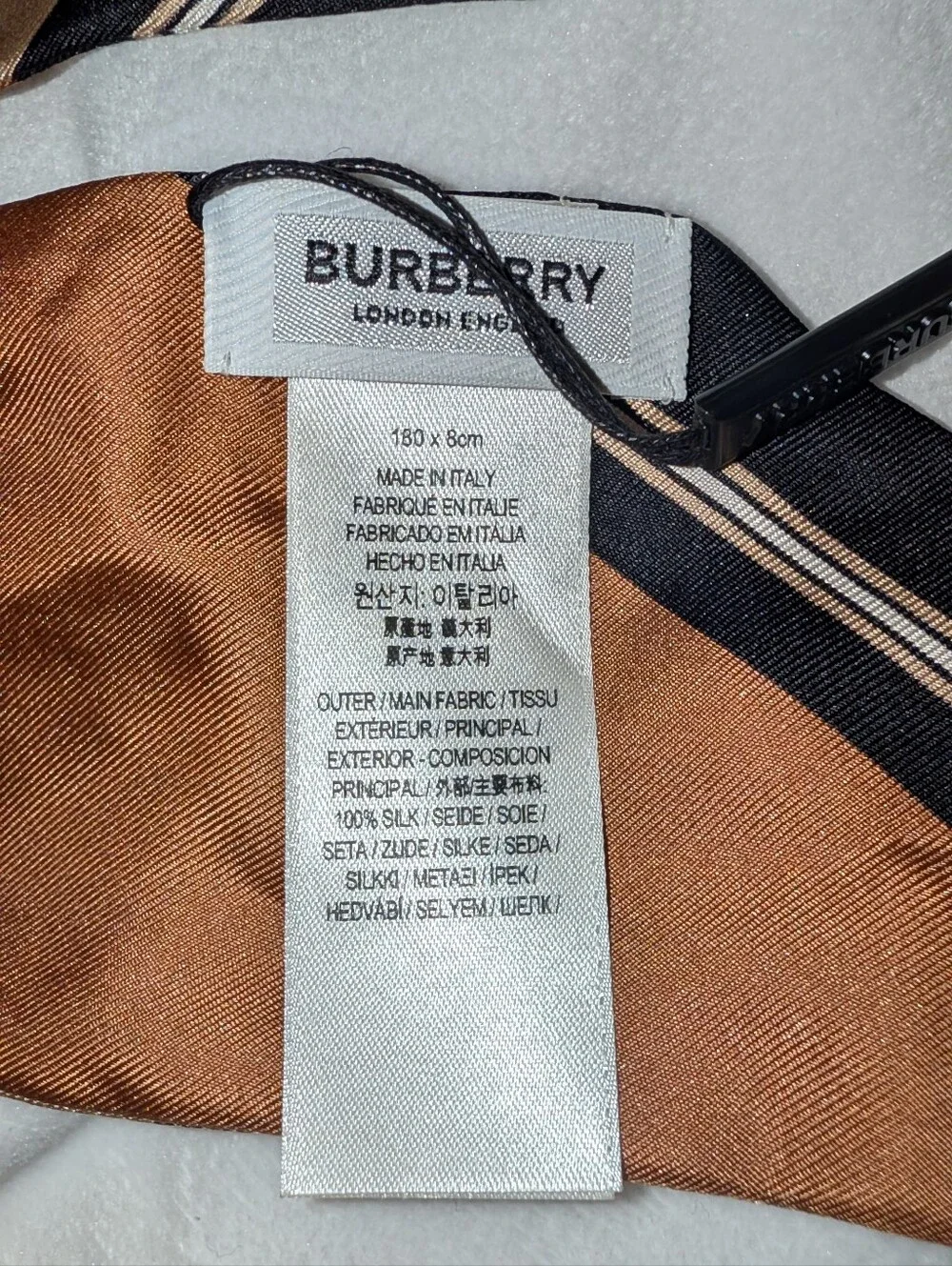 Burberry Vintage Check Mulberry Silk Skinny Scarf